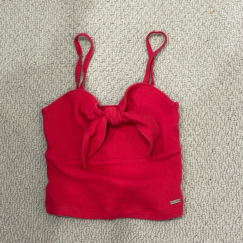 tie front red crop top